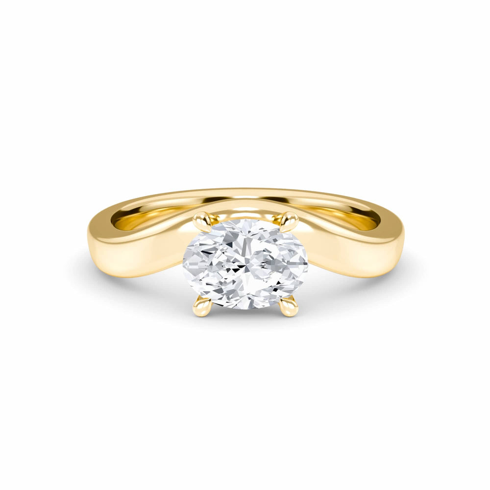 White Diamond Swirl Solitaire Engagement Ring