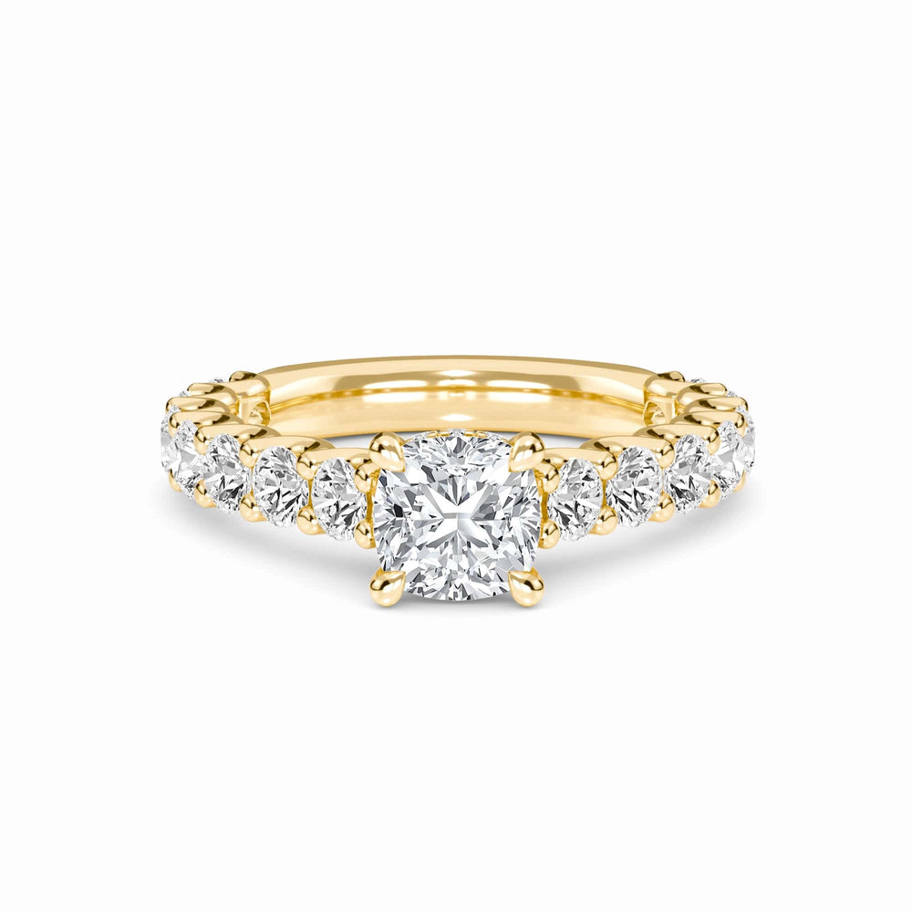 White Diamond French-Set Classic Engagement Ring