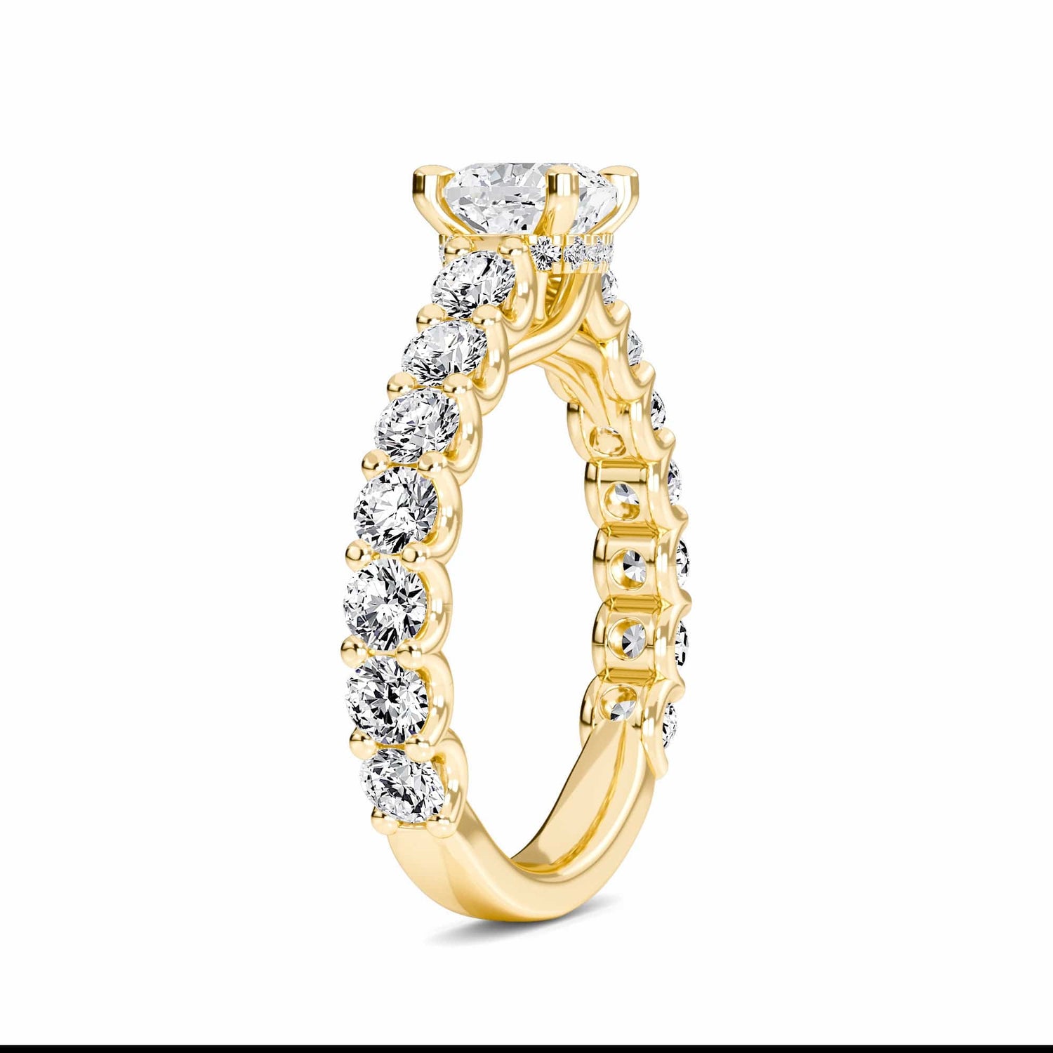 White Diamond French-Set Classic Engagement Ring - Garima