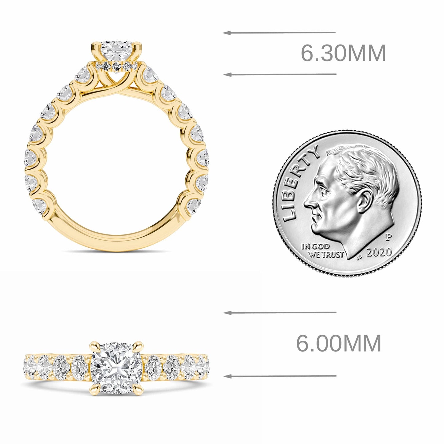 White Diamond French-Set Classic Engagement Ring - Garima