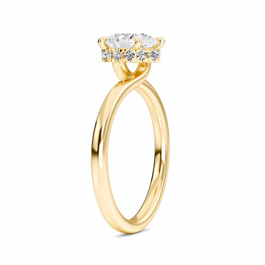 White Diamond Hidden Halo Solitaire Engagement Ring - Lyric