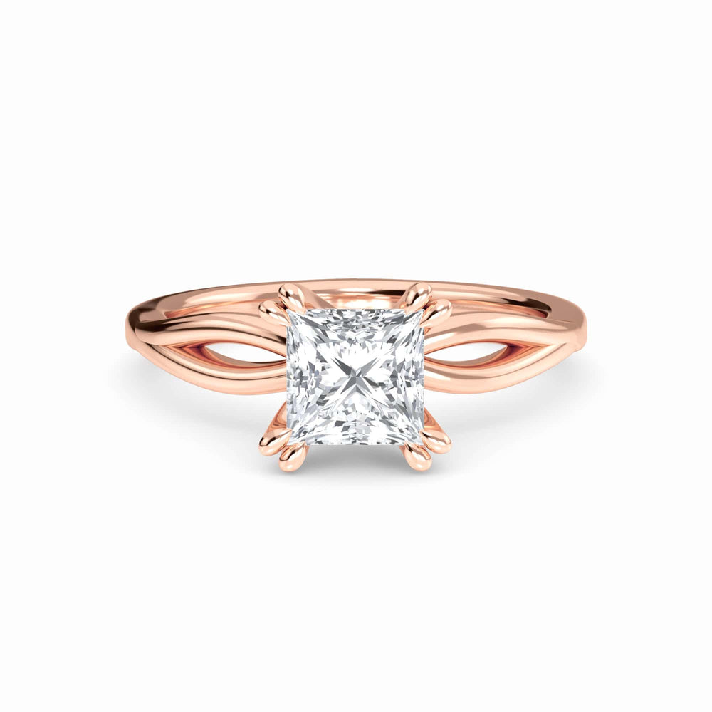 White Diamond Vine Twist Solitaire Engagement Ring