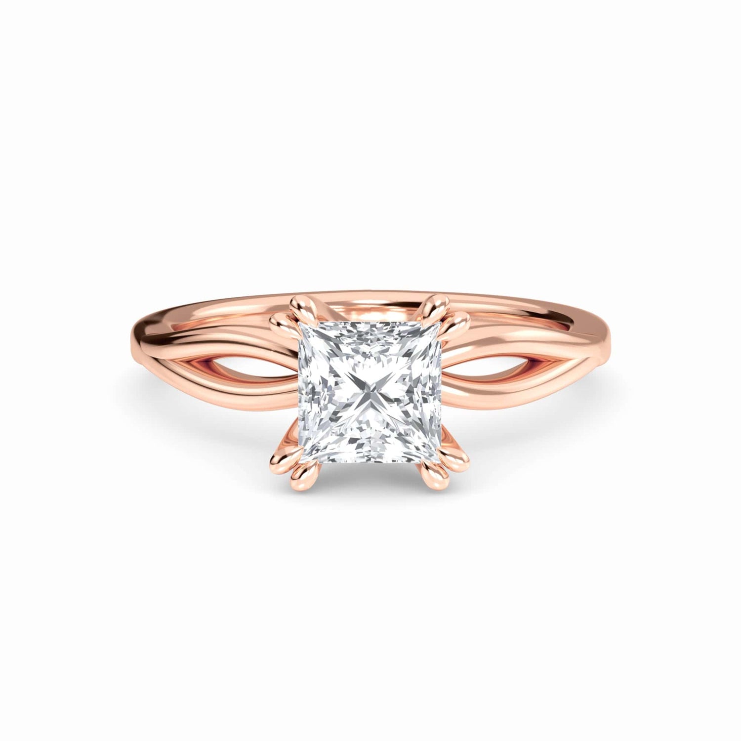 White Diamond Vine Twist Solitaire Engagement Ring - Paisley