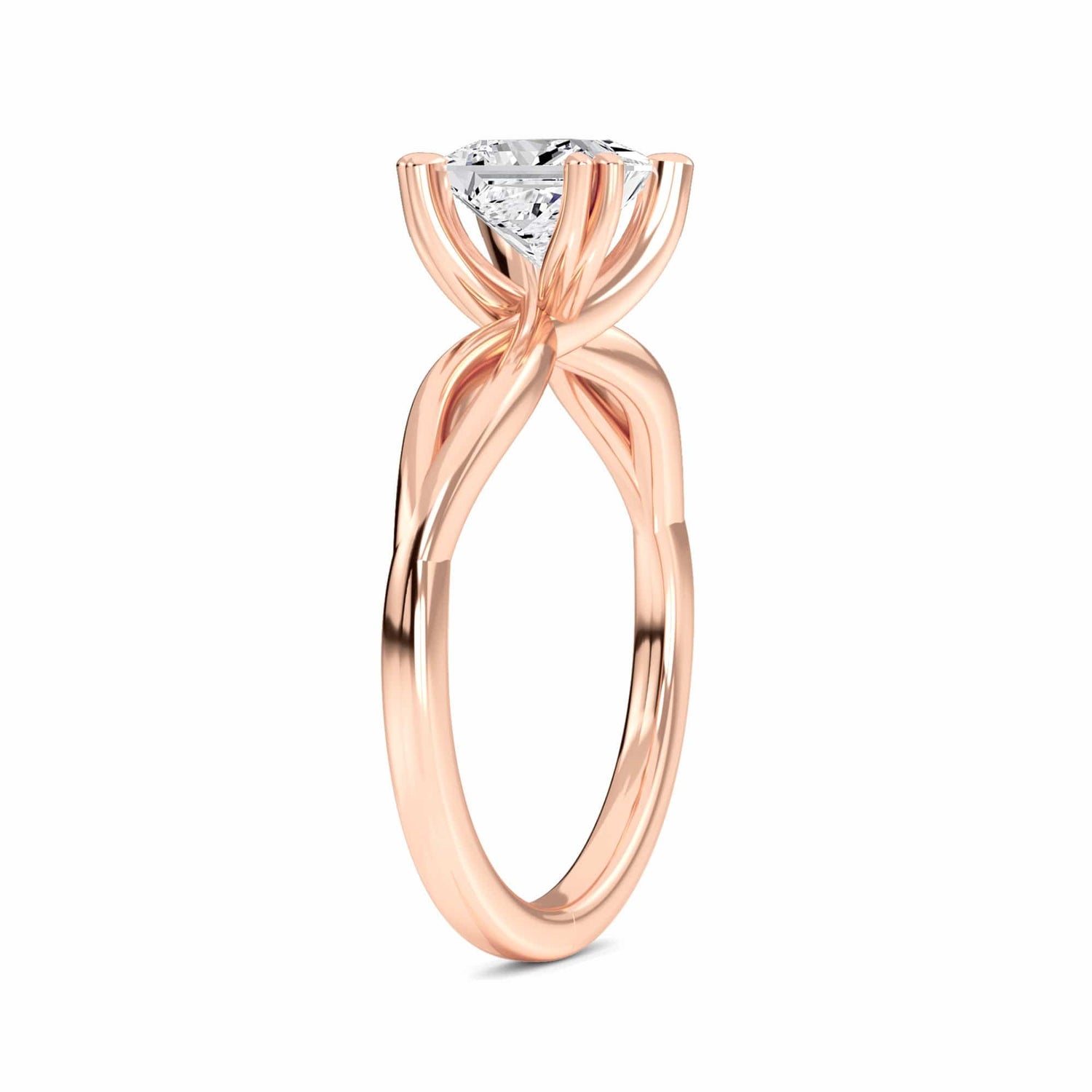 White Diamond Vine Twist Solitaire Engagement Ring - Paisley