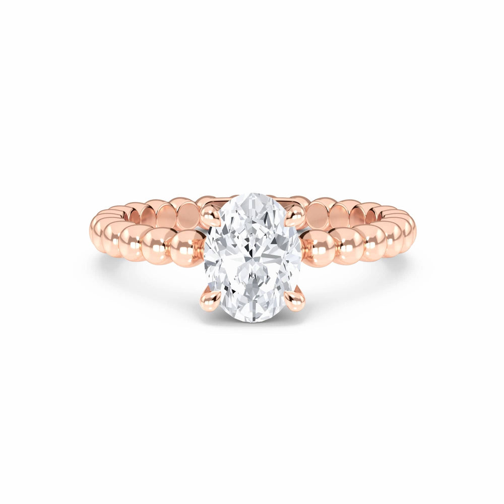 White Diamond Beaded Solitaire Engagement Ring