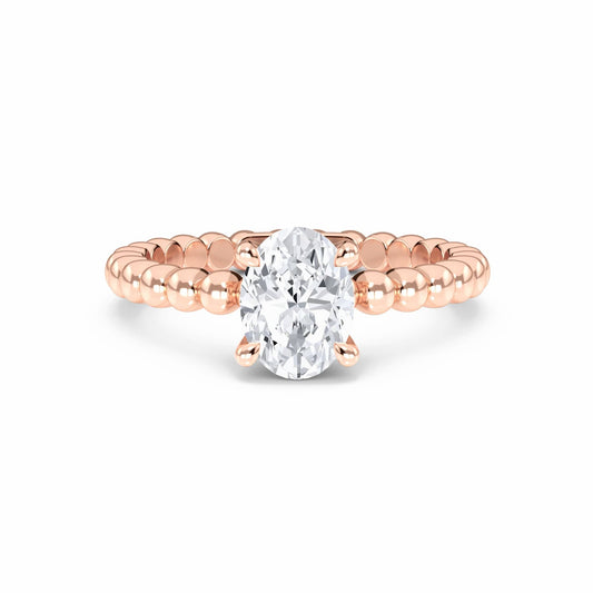 White Diamond Beaded Solitaire Engagement Ring - Rayna