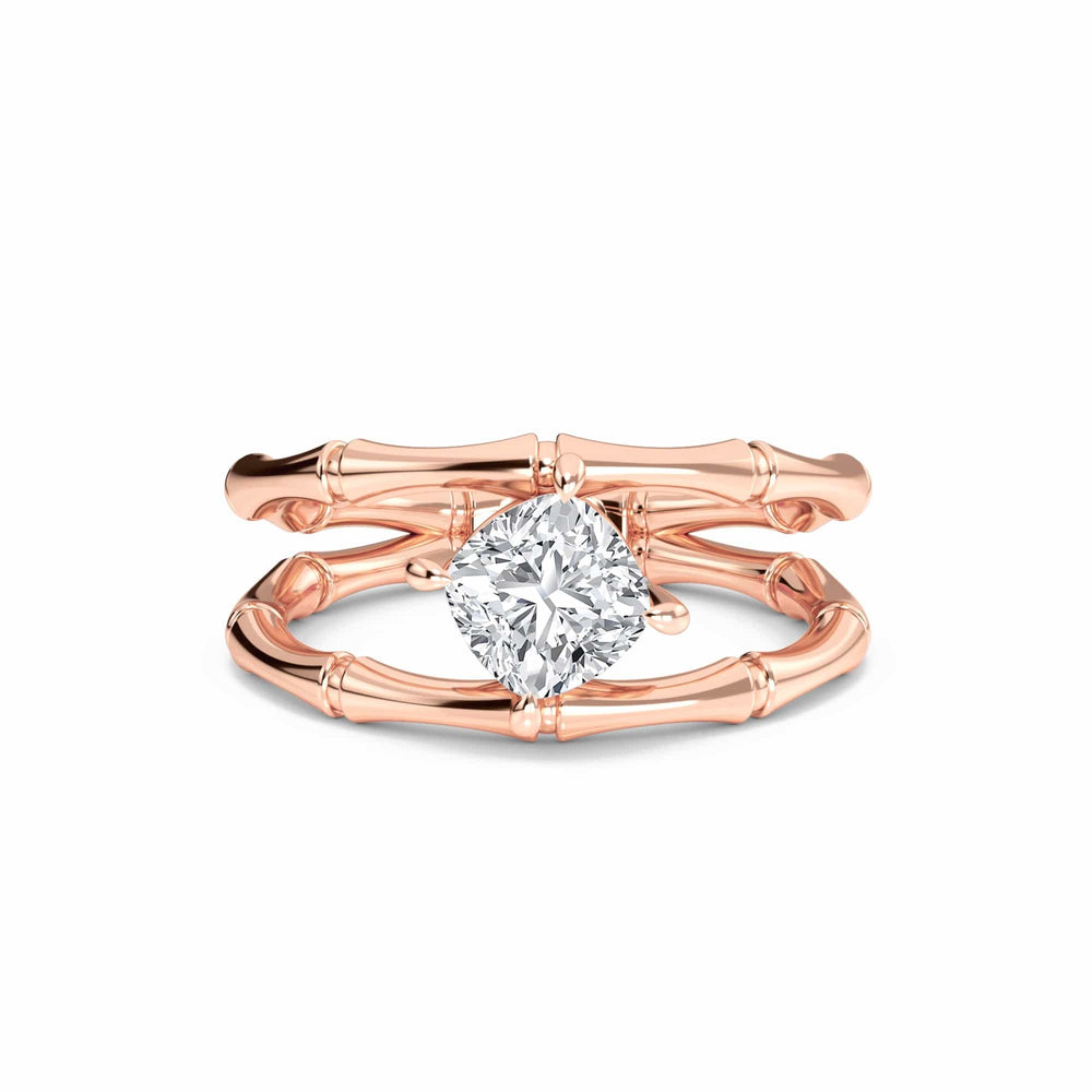 White Diamond Unique Bamboo Inspired Engagement Ring