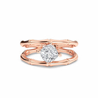 White Diamond Unique Bamboo Inspired Engagement Ring - Lingling