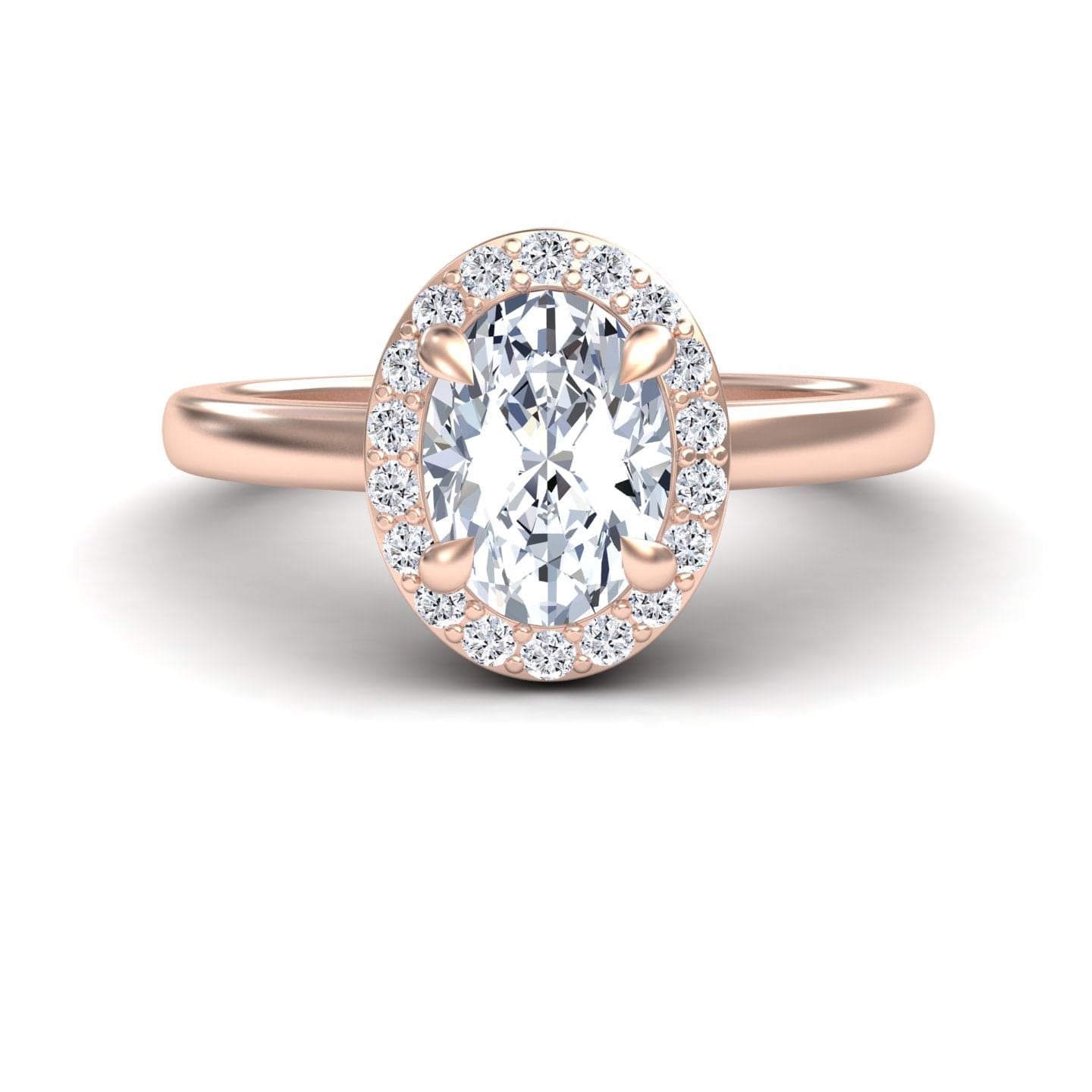 White Diamond Celestia Glow Halo Classic Band Engagement Ring - Xueli