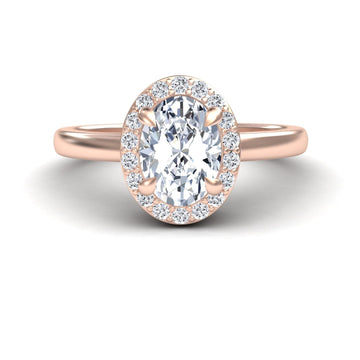 White Diamond Celestia Glow Halo Classic Band Engagement Ring - Xueli