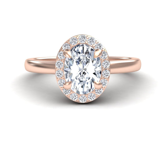 White Diamond Celestia Glow Halo Classic Band Engagement Ring - Xueli