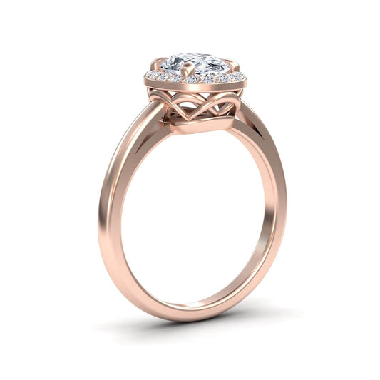 White Diamond Celestia Glow Halo Classic Band Engagement Ring - Xueli