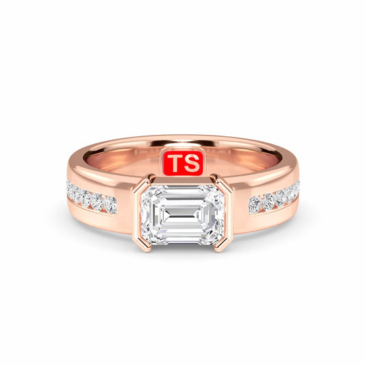 White Diamond Bezel-Set Accented Engagement Ring - Hollis