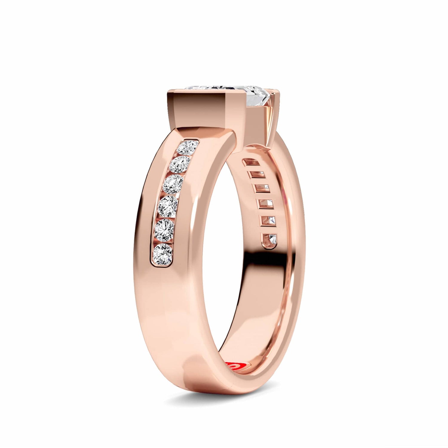 White Diamond Bezel-Set Accented Engagement Ring - Hollis