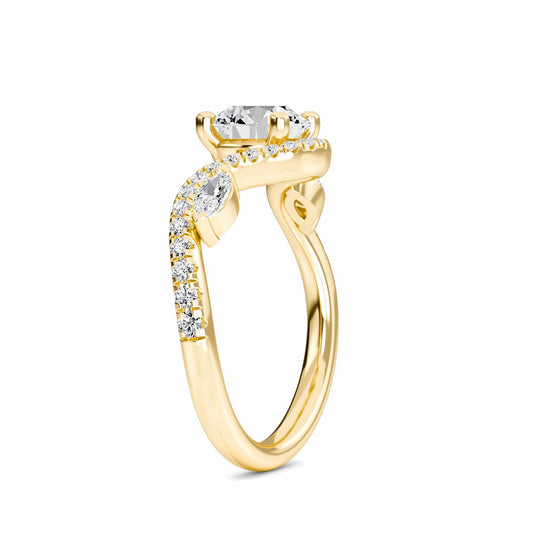 White Diamond Three Stone Twisted Band Engagement Ring - Himani