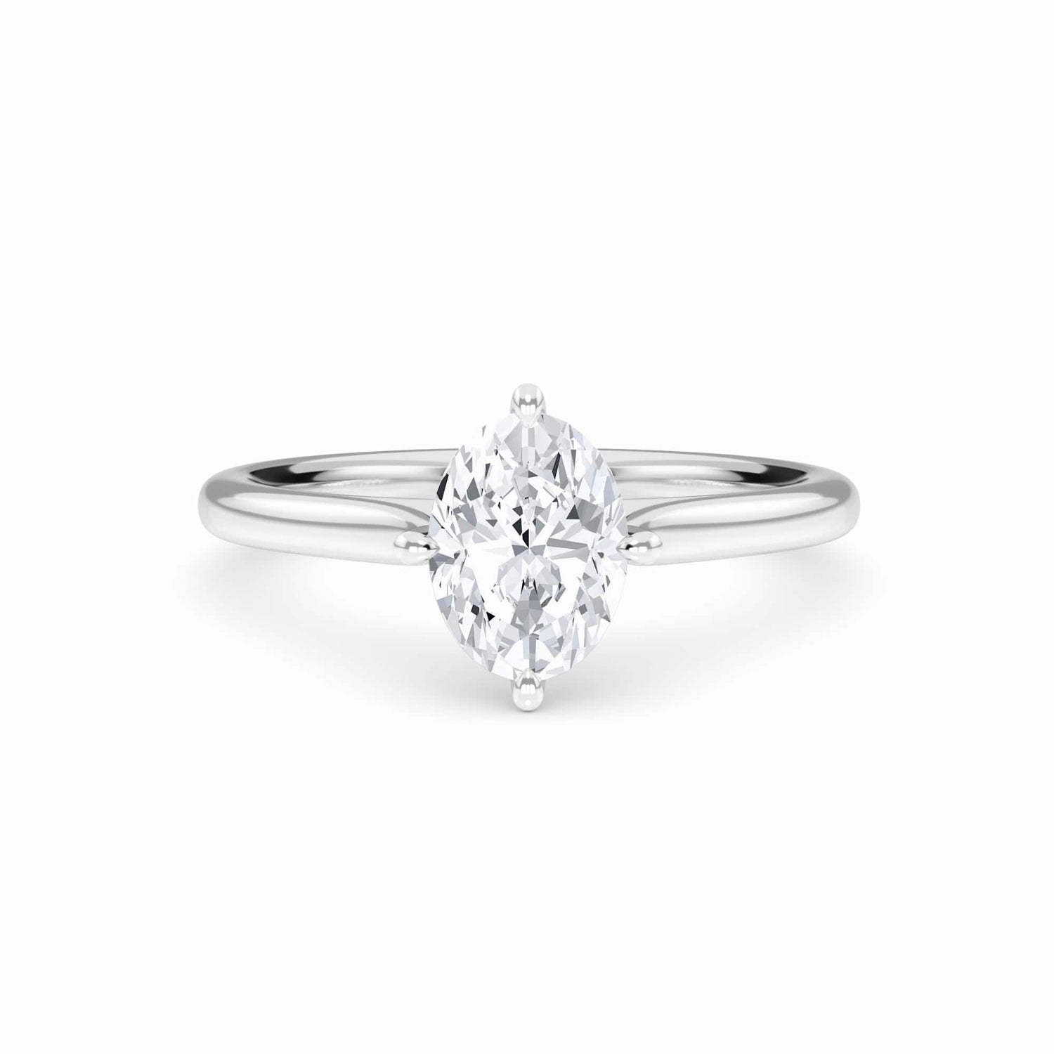 White Diamond V Prong Solitaire Engagement Ring - Therese