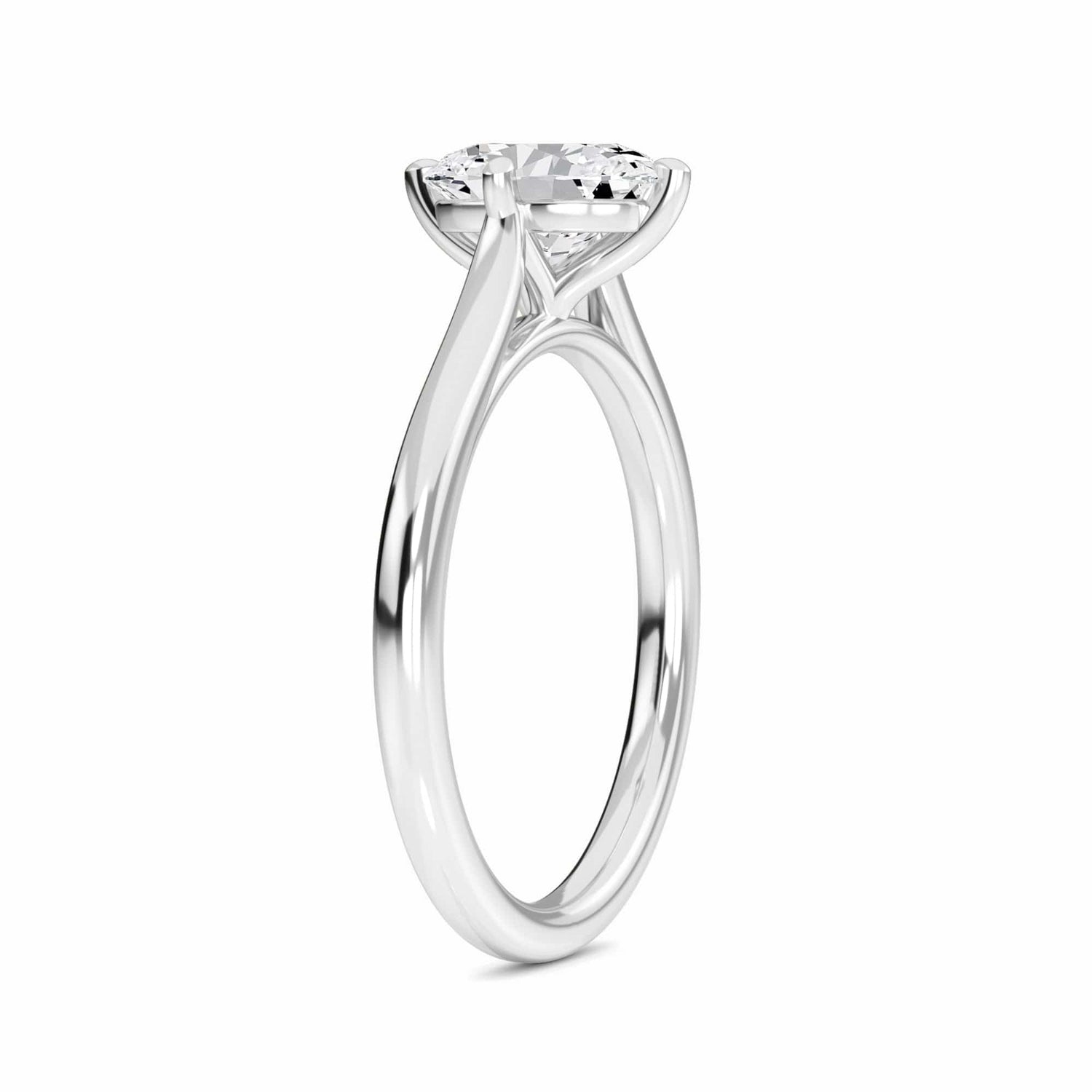 White Diamond V Prong Solitaire Engagement Ring - Therese