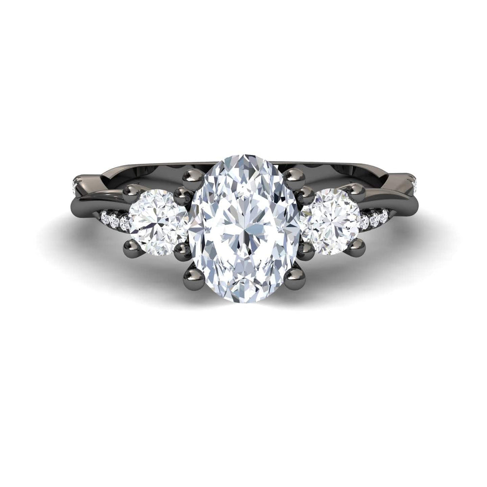 White Diamond Twisted Shank Three Stone Engagement Ring