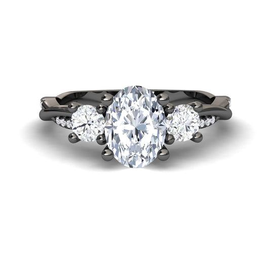 White Diamond Twisted Shank Three Stone Engagement Ring - Kimberly