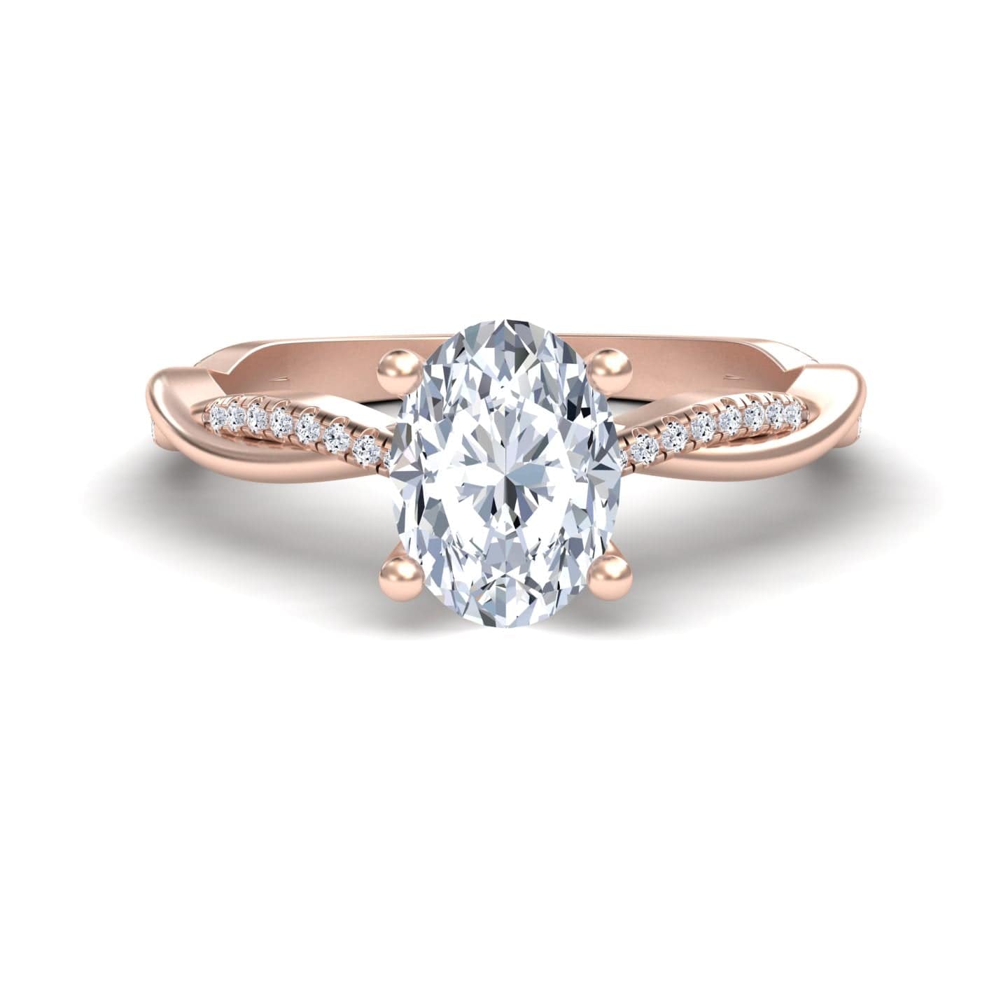 White Diamond Twisted Shank Solitaire Engagement Ring - Margaret