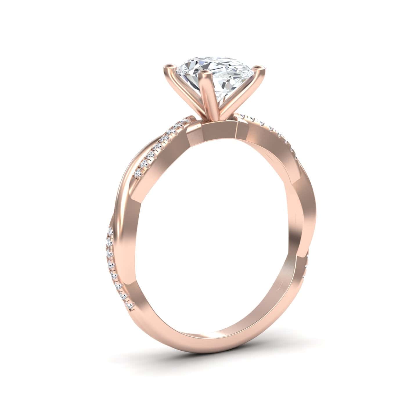 White Diamond Twisted Shank Solitaire Engagement Ring - Margaret