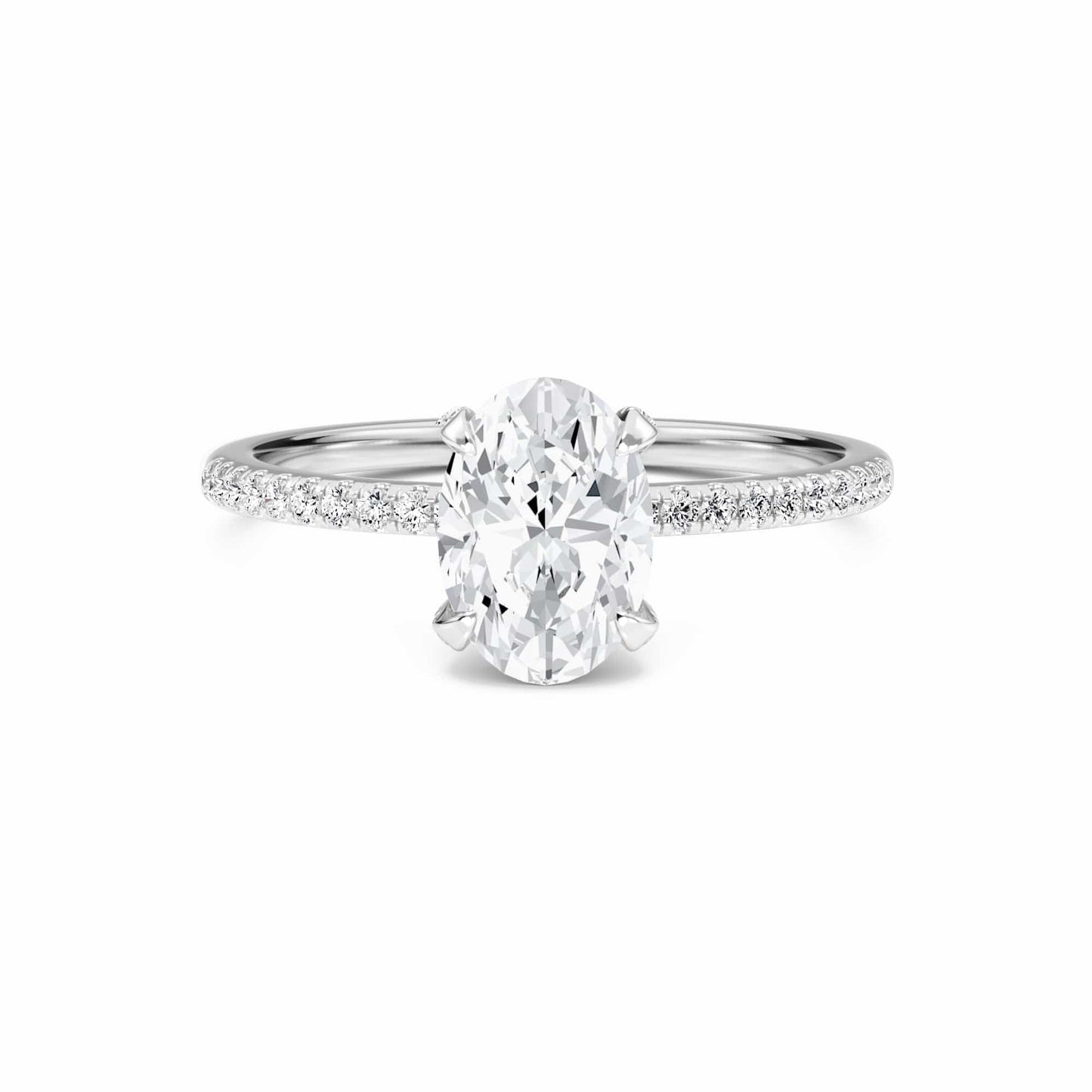 Oval Hidden Halo Certified Lab Diamond Pave Engagement Ring - Matilda