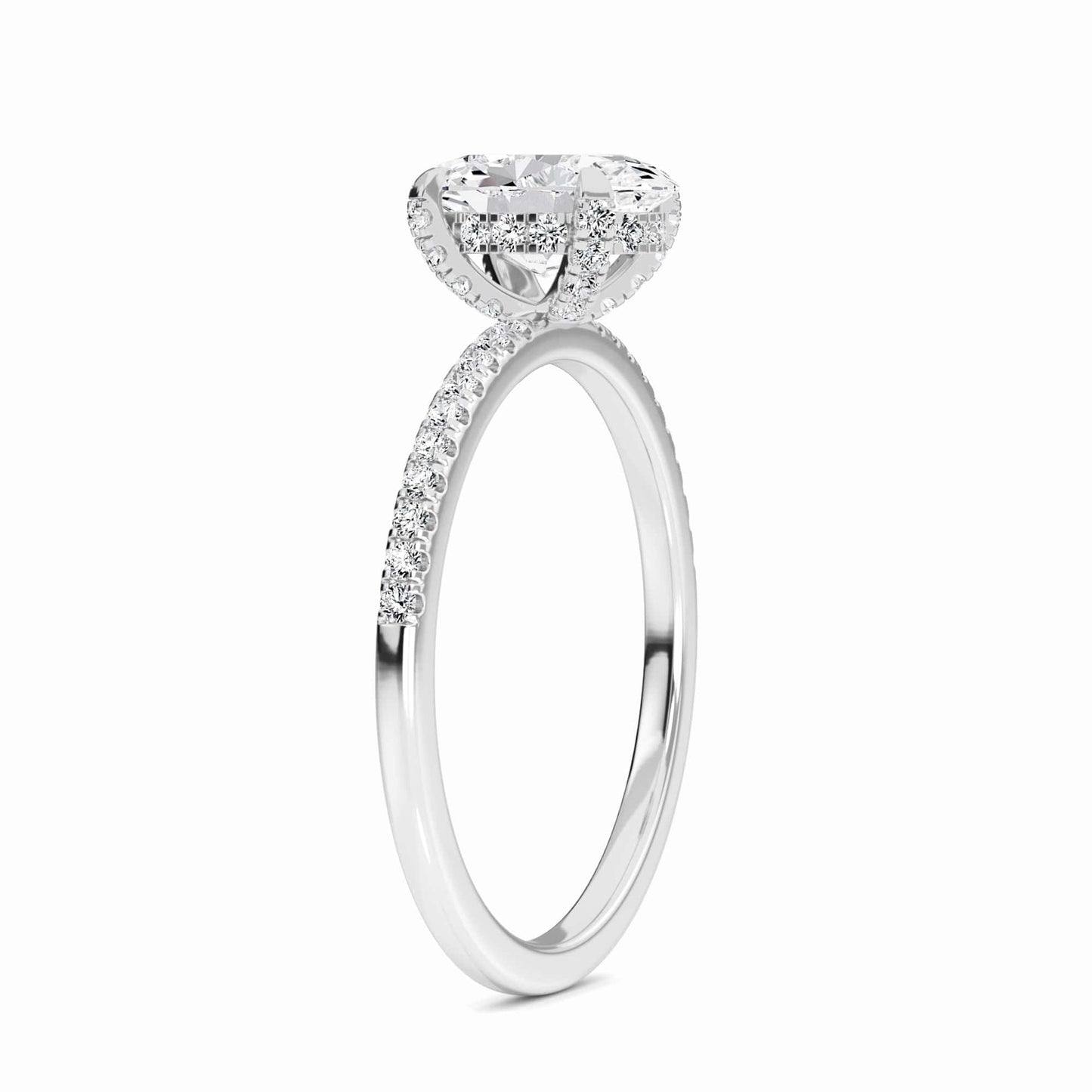Oval Hidden Halo Certified Lab Diamond Pave Engagement Ring - Matilda