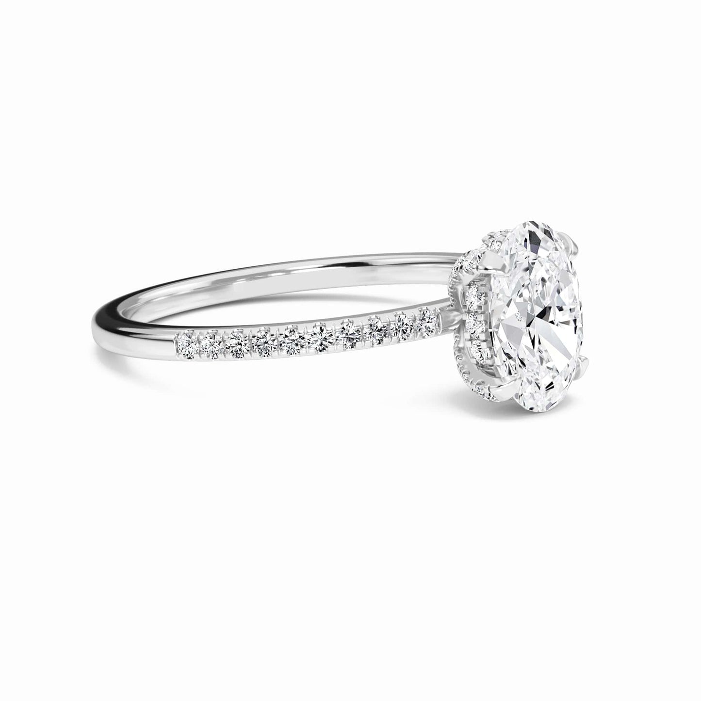 Oval Hidden Halo Certified Lab Diamond Pave Engagement Ring - Matilda