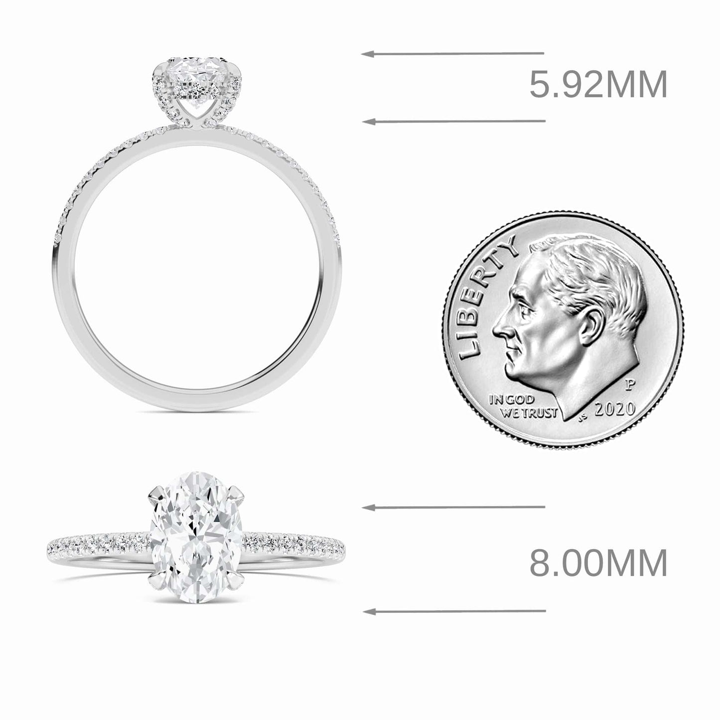 Oval Hidden Halo Certified Lab Diamond Pave Engagement Ring - Matilda