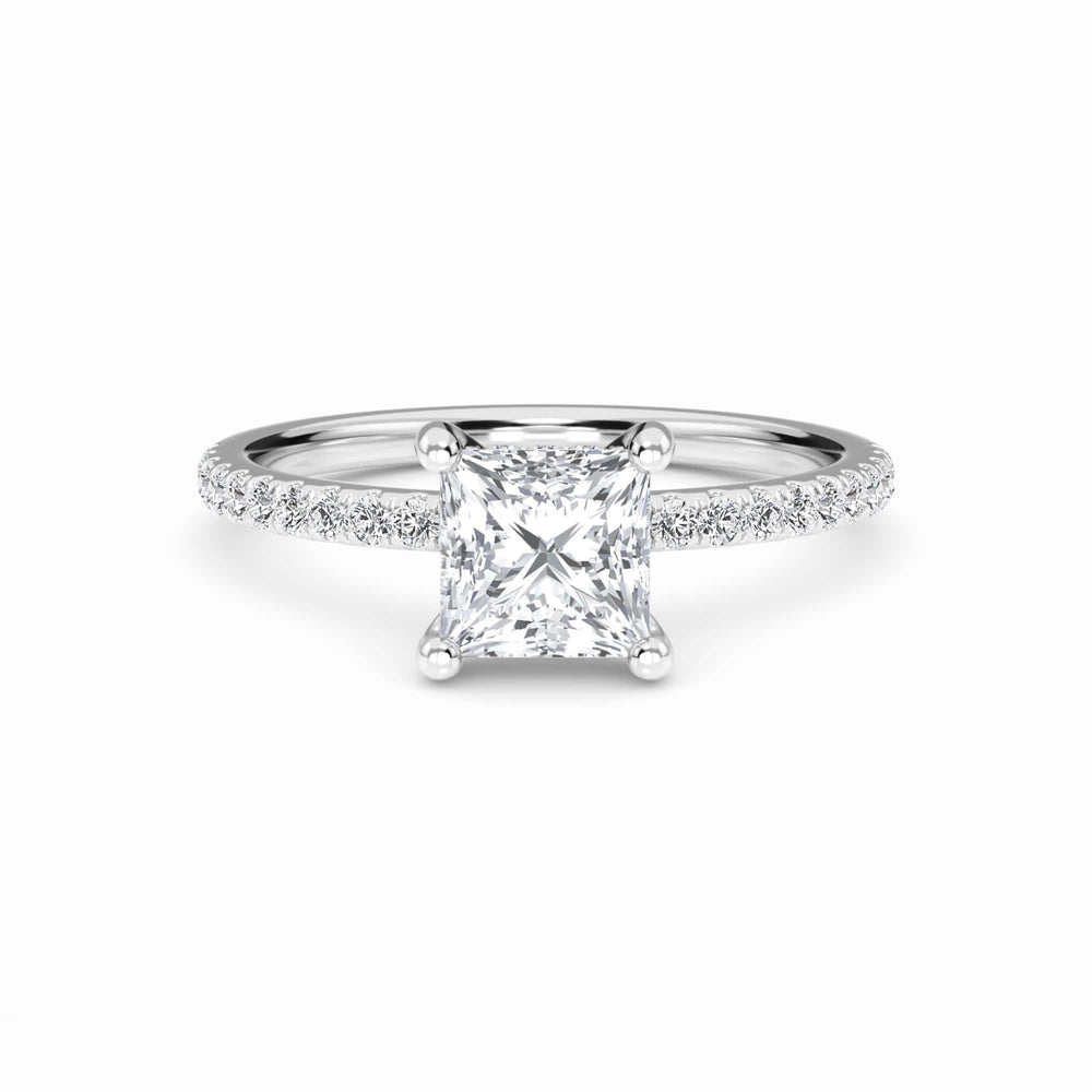 White Diamond Classic Petite Pave Engagement Ring