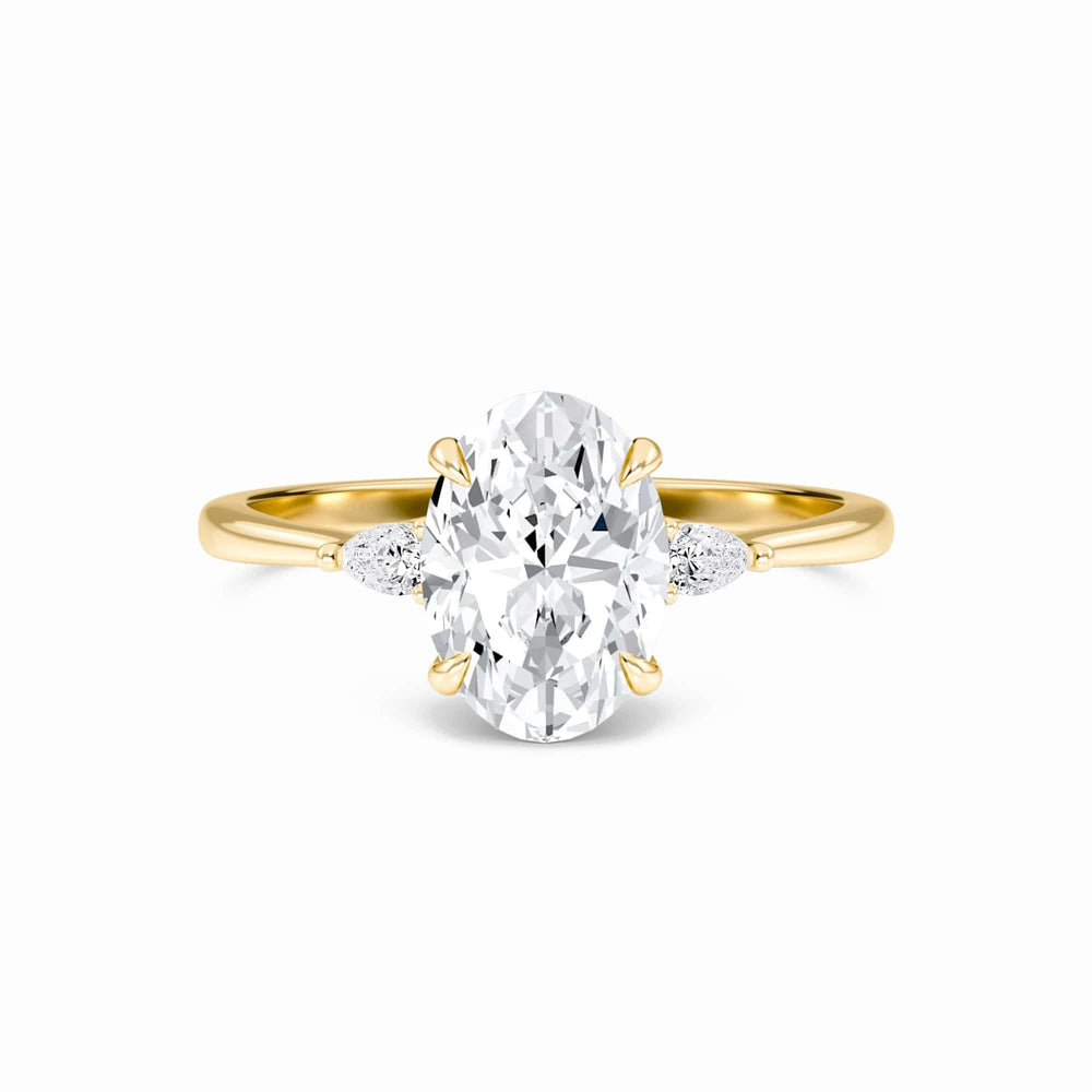 Oval Three-Stone Certified Natural Diamond Engagement Ring - Lorraine