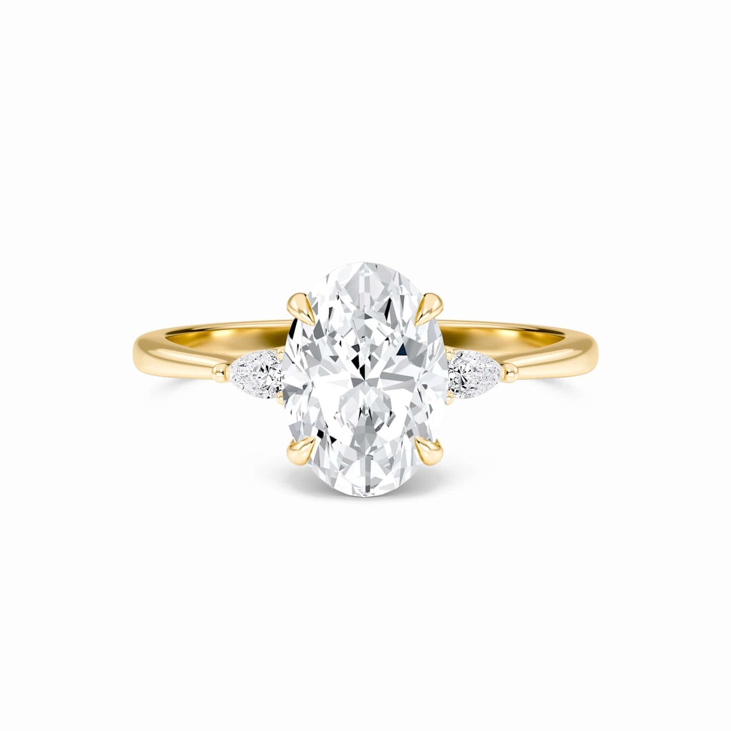 Oval Three-Stone Certified Natural Diamond Engagement Ring - Lorraine