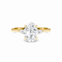 Oval Three-Stone Certified Natural Diamond Engagement Ring - Lorraine