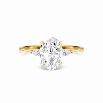 Oval Three-Stone Certified Natural Diamond Engagement Ring - Lorraine