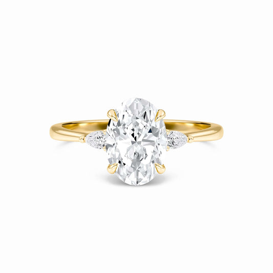 Oval Three-Stone Certified Natural Diamond Engagement Ring - Lorraine