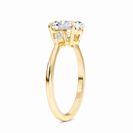 Oval Three-Stone Certified Natural Diamond Engagement Ring - Lorraine
