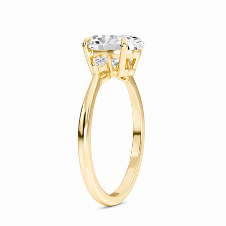 Oval Three-Stone Certified Natural Diamond Engagement Ring - Lorraine