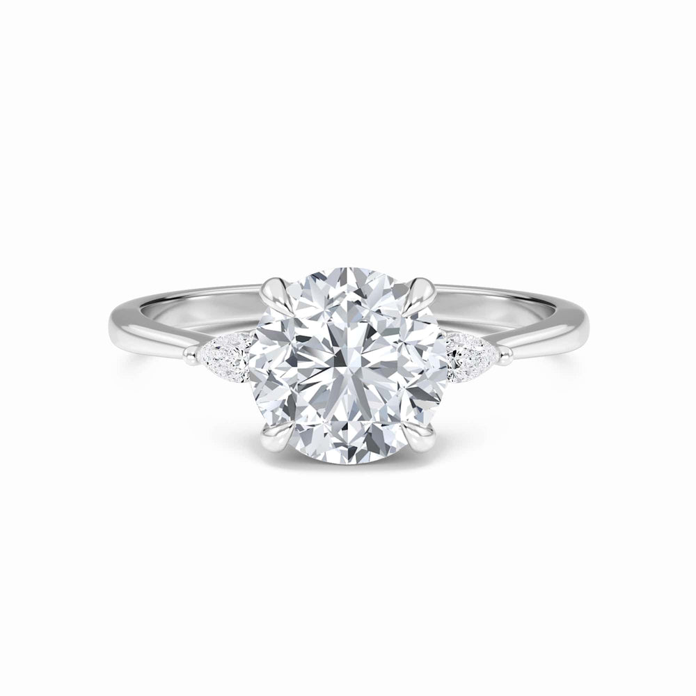 Round Three-Stone Certified Natural Diamond Engagement Ring - Lorraine