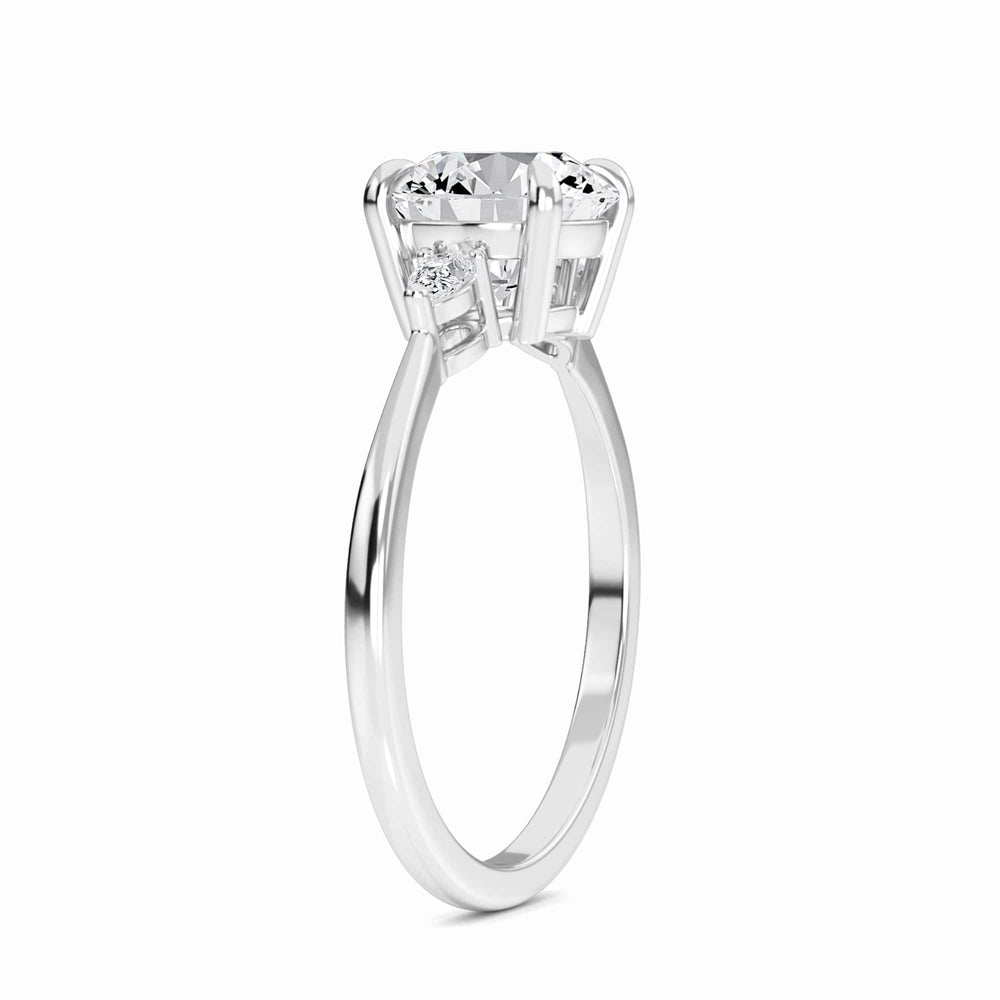 Round Three-Stone Certified Natural Diamond Engagement Ring - Lorraine