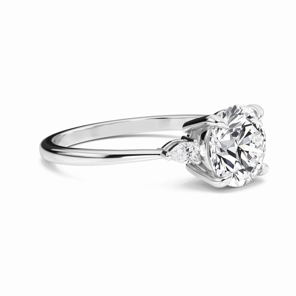 Round Three-Stone Certified Natural Diamond Engagement Ring - Lorraine