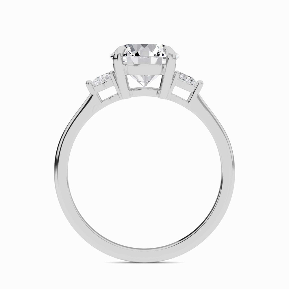 Round Three-Stone Certified Natural Diamond Engagement Ring - Lorraine