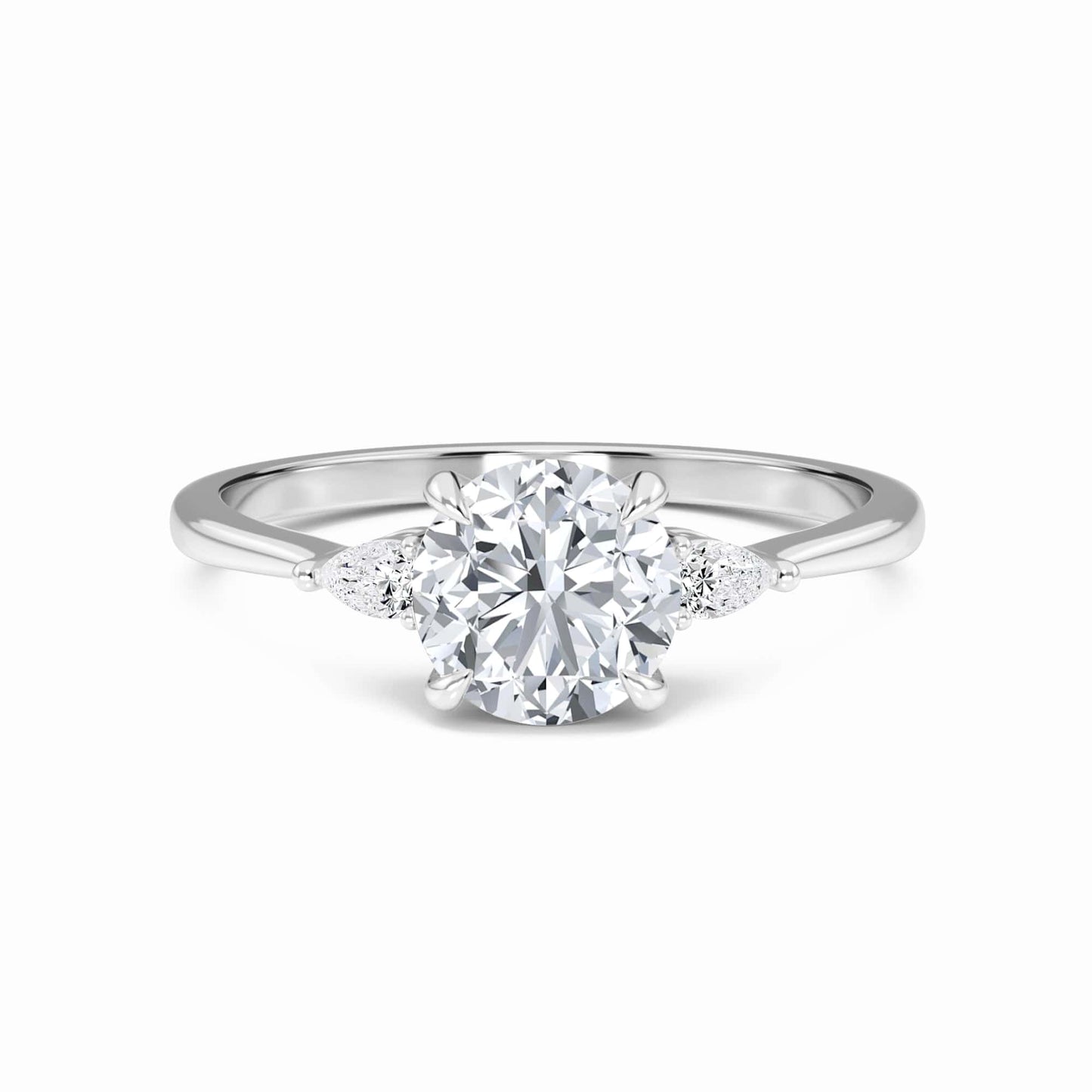 Round Three-Stone Certified Natural Diamond Engagement Ring - Lorraine