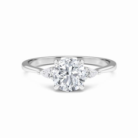 Round Three-Stone Certified Natural Diamond Engagement Ring - Lorraine