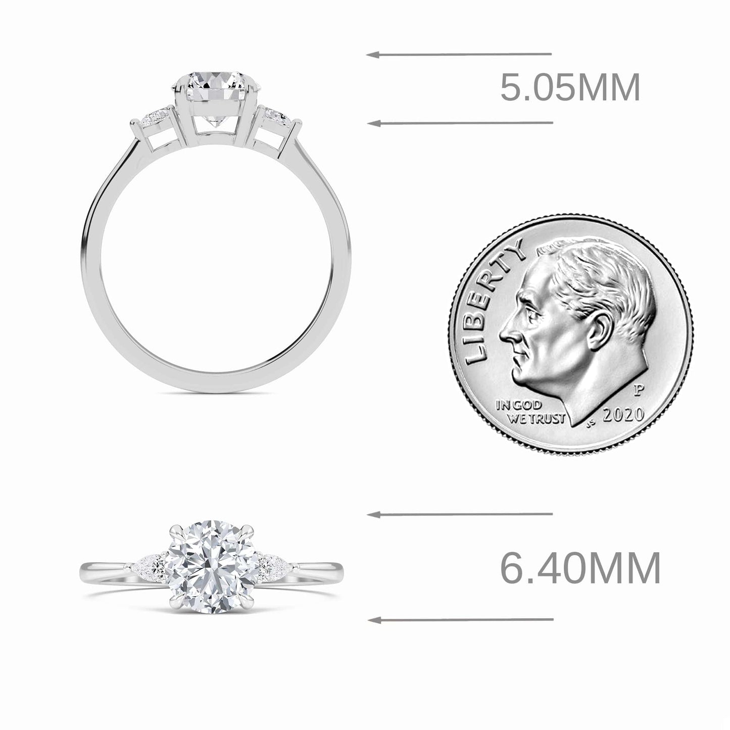 Round Three-Stone Certified Lab Diamond Engagement Ring - Lorraine