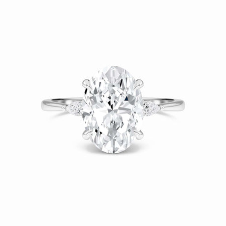 Oval Three-Stone Certified Lab Diamond Engagement Ring - Lorraine