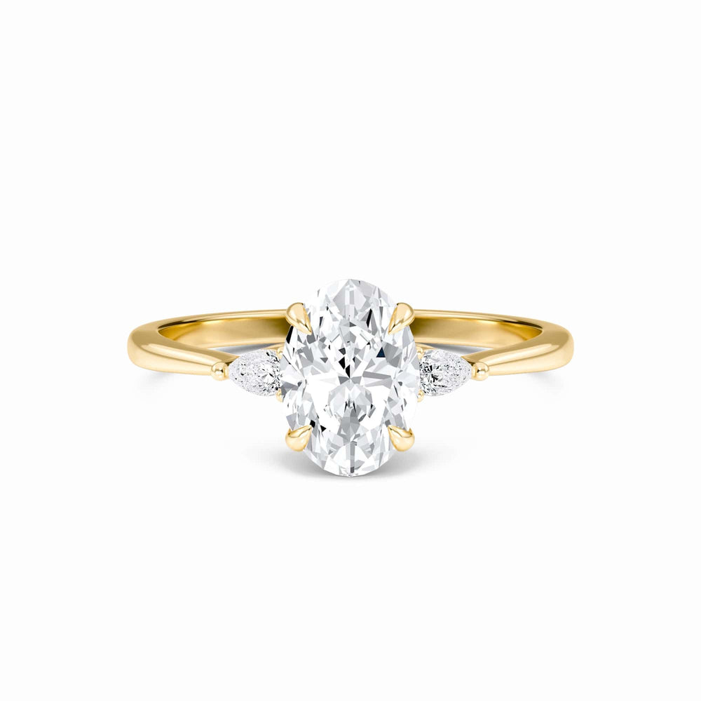 Oval Three-Stone Certified Natural Diamond Engagement Ring - Lorraine