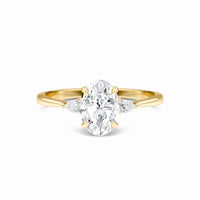 Oval Three-Stone Certified Natural Diamond Engagement Ring - Lorraine