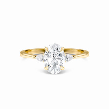 Oval Three-Stone Certified Natural Diamond Engagement Ring - Lorraine