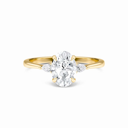 Oval Three-Stone Certified Natural Diamond Engagement Ring - Lorraine