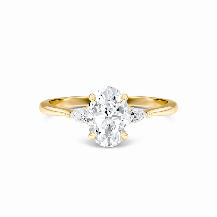 Oval Three-Stone Certified Natural Diamond Engagement Ring - Lorraine